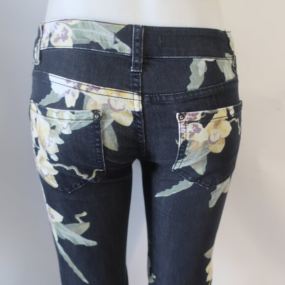 Free People Floral Flare Jeans - Black and Yellow - Picture 6 of 8